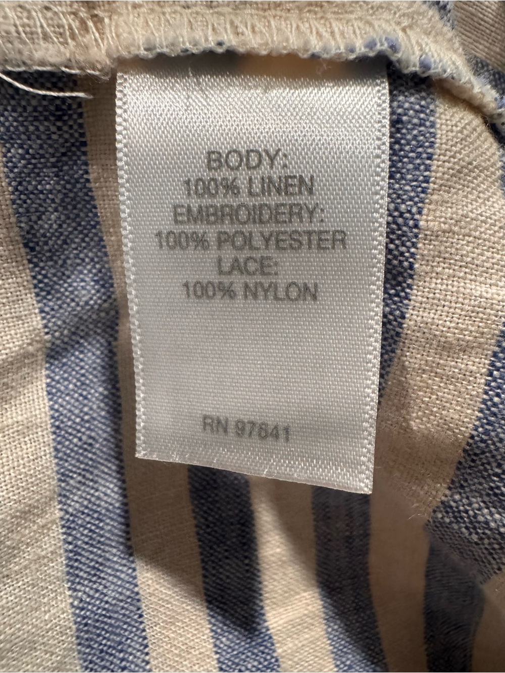 J Jill Love Linen Tunic Striped Embroidered Size Large - Picture 5 of 7